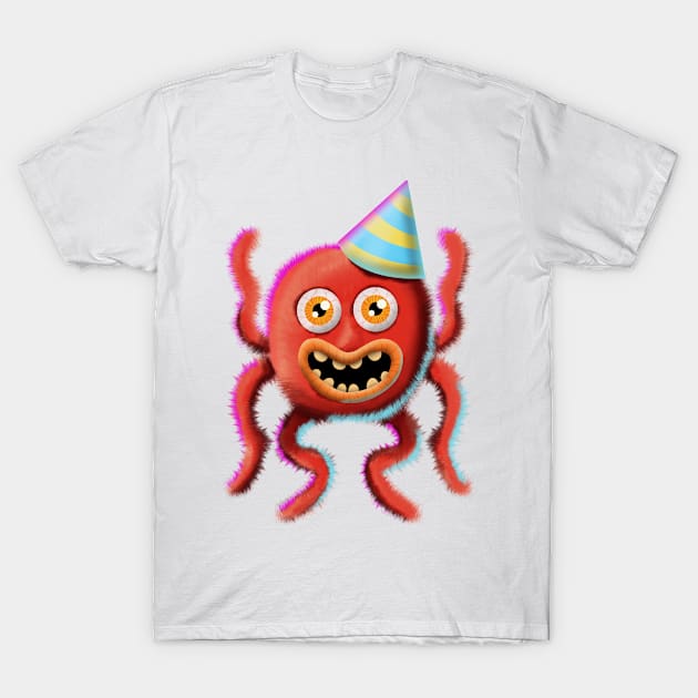 Colorful Birthday Monster Octopus (no shadow) T-Shirt by DesignsBySaxton